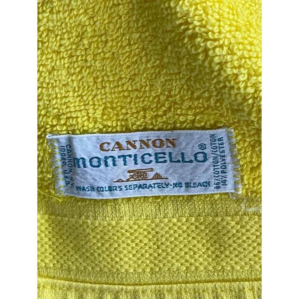 Vintage Cannon Monticello Yellow Bath Towels Set of 2 Cotton Blend Retro MCM